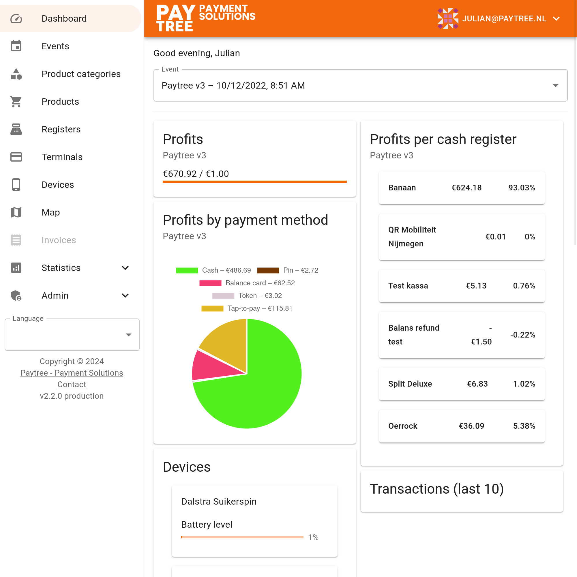 Paytree dashboard